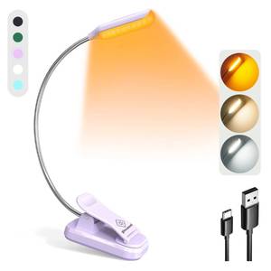 lot 18012 image: Glocusent Willow Book Light for Reading in Bed, 10LED Bright Reading Light, 3 Colors & 3 Brightness, Rechargeable ,Lasts for 80hr, Lightweight Clip on Book Light, Perfect for Book Lovers - Retail $12