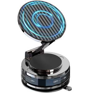 lot 18016 image: NZKEEYZI Phone Holders for Your Car, Compatible with MagSafe, Ultra Vacuum Suction Cup Mount, 360° Rotation, Car Phone Holder Compatible with All Models, Carbon Fiber Brown&nbsp