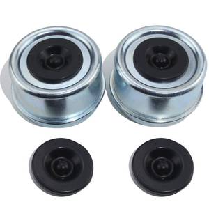 lot 18032 image: iBroPrat 2pcs Trailer Axle Dust Cap Cup Grease Cover 2.44 Hub with Extra 2 Rubber Plugs,Trailer Axle Wheel Hub and Bearing Dust Cap for Most 5200 to 6000 Pound Axles Dexter - Retail $10