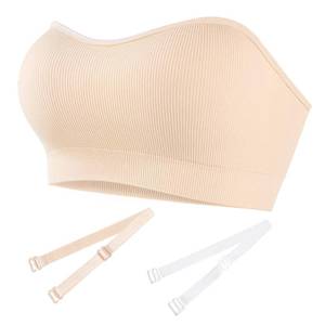 lot 18040 image: Strapless Bras for Women Padded Wireless Bandeau Bra with Clear and Fabric Straps Non-Slip Grip Tube Top Bralette - Retail $15,578