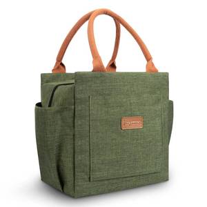 lot 18045 image: Joymee Lunch Bag Women Insulated Lunch Box Reusable Leakproof Large Spacious Cooler Tote for Womens Mens Adults with Bottle Holder and Side Pockets for Work Office Travel Picnic - Green - Retail $19