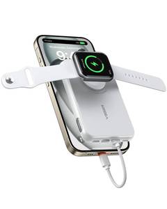 lot 18057 image: VEGER Portable Charger with Built in Removable Cable for iPhone, 20W Fast Charging Slim Power Bank, 10000mAh USB C Battery Pack Travel Essential Compatible with iPhone, Android, Apple Watch-White - Retail $181
