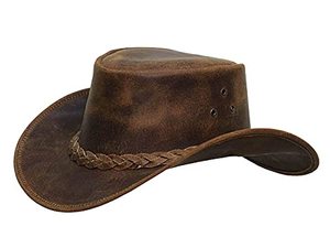 lot 18066 image: LuxHide Cowboy Western Cow Hide Genuine Leather Handcrafted Top Hat (Large, l) Black - Retail $45