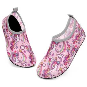 lot 18072 image: ANLUKE Kids Boys Girls Water Shoes Barefoot Aqua Socks Fast Dry Beach Swim Outdoor Sports Shoes for Toddler PurplePink Unicorn 2627 - Retail $8