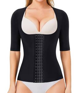lot 18078 image: Gotoly Women Waist Trainer Corset Tummy Control Shapewear Upper Arm Shaper Post Surgical Slimmer Compression Tops(Black Short Sleeve,Large) - Retail $30