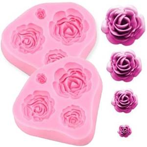 lot 18079 image: SUNKOOL Roses Mold Flower Silicone Cake Molds Chocolate Sugarcraft Decorating Fondant Fimo Tools 4 Size Pink 2 Piece - Retail $6