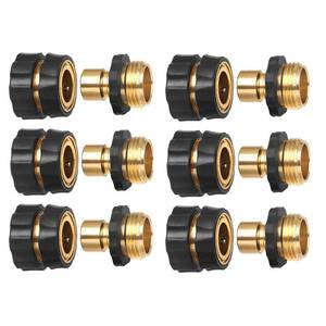 lot 18087 image: HQMPC Garden Hose Connector Garden Hose Quick Connector Male and Female 34 GHT 6 SETS - Retail $23