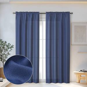 lot 18106 image: OWENIE Bob Blue Curtains 84 Inch Length 2 Panels Set for Living Room Bedroom, Light Filtering Rod Pocket Faux Linen Textured Curtain Drapes 84 inches Long, 2 Pcs Each 40Wx84L Inch, Navy Blue - Retail $15