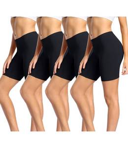 lot 18108 image: wirarpa Womens Cotton Boy Shorts Underwear Anti Chafing Soft Biker Short Long Leggings Plus Boy Shorts Panties Black 4 Pack Size M - Retail $27