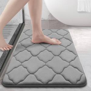lot 18485 image: OLANLY Memory Foam Bath Mat Rug 24x16, Ultra Soft and Absorbent Bathroom Rugs, Non-Slip, Comfortable, Machine Washable Bath Carpet for Bathroom Floor, Tub, Shower and Home Decor Accessories, Grey - Retail $10