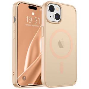 lot 18496 image: SUPFINE Magnetic for iPhone 15 Case (Compatible with MagSafe) (Military Grade Drop Protection) Slim Translucent Matte Shockproof with Anti-Fingerprint Phone Case, Sand Pink - Retail $10