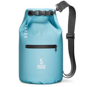 lot 18499 image: HEETA Waterproof Dry Bag with Front Zippered Pocket for Women Men, 5L10L20L30L40L Roll Top Lightweight Dry Storage Bag Backpack for Travel, Kayaking, Boating, Rafting, Camping, Beach (Blue, 5L) - Retail $16