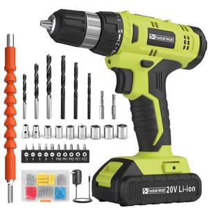 lot 19134 image: FADAKWALT Cordless Drill Set, 20V Electric Power Drill with Battery And Charger, Torque 30N, 211 Torque Setting, 38-Inch Keyless Chuck, Drill Driver Bits Kit, with LED Electric Drill Set. ��green) - Retail $30