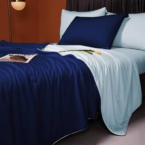 lot 19140 image: LLanCL Cooling Blankets for Hot Sleepers - Cool Like Ice Cream Lightweight Blanket for Summer with Double Side Cold, Cooling Comforter, Quilt, Fabric for Bed (Throw Size 47 x 59 Dark BlueBlue) - Retail $52