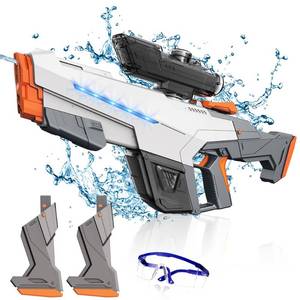 lot 19150 image: Electric Water Gun for Adults Kids,Automatic Squirt Guns with Large Capacity,Powerful Water Squirt with 2Modular Battery, 26-32 FT Range,Summer Outdoor Shooting Game Pool Water Toy - Retail $22