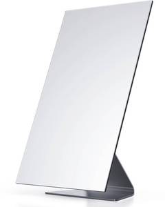 lot 19151 image: NEZZOE Rectangular Makeup Mirror, 12 Inch Metal Desk Mirror, Table Mirror with Stand, Vanity Mirror for Counter, Bedroom, Bathroom, Dorm - Retail $27