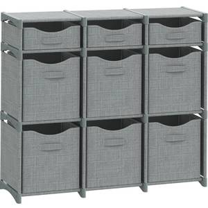 lot 19155 image: 9 Cube Closet Organizers, Includes All Storage Cube Bins, Easy To Assemble Storage Unit With Drawers  Room Organizer For Clothes, Baby Closet Bedroom, Playroom, Dorm (Light Grey) - Retail $64