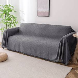lot 19160 image: Turquoize Couch Cover Sofa Covers Washable Couch Covers for 3 Cushion Couch Throw Cover Sectional Couch Cover Furniture Cover for Pets, Kids Feature Geometrical Jacquard Fabric(71x118, X-Large,Grey) - Retail $30