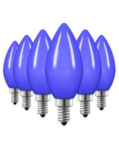lot 19162 image: EDISHINE Halloween C35 Blue Dimmable LED Light Bulbs, E12 Candelabra Bulbs, 60 Watt Equivalent, LED Chandelier Bulb, Vintage Candle Light Bulb, Decorative Lighting for Halloween, 6 Pack - Retail $8