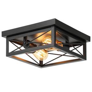 lot 19163 image: Kondras 2-Light Farmhouse Ceiling Light Fixture, Industrial Square Flush Mount Ceiling Light, Modern Black Metal Hallway Ceiling Lighting Fixture for Kitchen Entryway Living Room Bathroom Porch - Retail $30