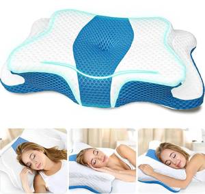 lot 19166 image: CHxxy Memory Foam Pillows, Cervical Pillow for Neck and Shoulder Pain Relief, Ergonomic Contour Bed Pillow, Soft for Side Sleep Stomach Sleeping and Back Sleeper - Retail $30