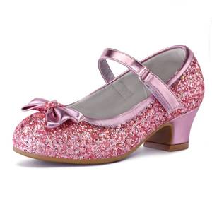 lot 19174 image: K KomForme Girls Dress Shoes Mary Jane Glitter 1.5 in Low Heel Wedding Party Princess Shoes for ToddlerLittleBig Kids Pink - Retail $31