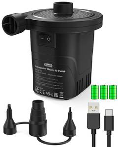 lot 19176 image: Dr.meter Air Pump for Inflatables, Rechargeable 4000mAh Battery Air Mattress Pump - Portable Quick-Fill Inflator Deflator for Outdoor Camping Inflatable Pool Float Boat Raft Yoga Ball Swim Ring Airbed - Retail $30