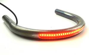 lot 12327 image: TADAFA Retro Motorcycle Cafe Racer Seat Frame Hoop Brat Loop with LED Strip Brake Light Tail Light Turn Singal (78 inch TubeFlat LoopWidth 195mm7.68in) - Retail $30