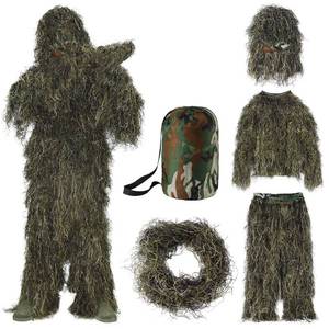 lot 12332 image: Seeutek 5 in 1 Ghillie Suit - 3D Camouflage Hunting Suits - Jacket, Pants, Hood, Carry Bag for Adults & Youth, ML - Retail $37