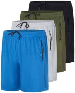 lot 12334 image: Real Essentials 4 Pack Mens Mesh 7 5 3 Athletic Zipper Shorts Workout Gym Running Basketball - Set 4, S - Retail $33