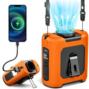 lot 12336 image: 2025 Portable Fan Rechargeable, 5 Speeds 16000RPM Turbo Strong Airflow,Personal Waist Fan with up to 40H of Working Time, 10000 mAh with Light Wearable Shirt Belt Neck Fan for Camping Outdoor Jobsite - Retail $20