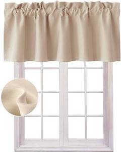 lot 12339 image: Hiasan Blackout Valance Curtains for Solid Room Darkening Rod Pocket Valances for Windows, 42 x 12 Inches Length, Biscotti Beige, 1 Panel - Retail $15