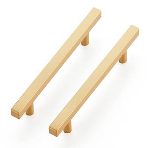 lot 12342 image: Ravinte 5 Pack Brass 4-12 Inch Hole Center Champagne Gold Handles Square Cabinet Hardware Stainless Steel Pulls for Kitchen Cupboard Drawers 7 Inch Overall Length - Retail $17