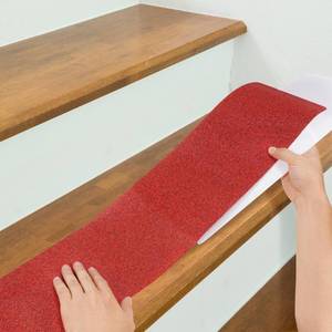 lot 12349 image: LifeGrip Anti Slip Traction Treads (10-Pack), 6 inch X 32 inch, Best Grip Tape Grit Non Slip, Outdoor Non Skid Tape, High Traction Friction Abrasive Adhesive for Stairs Step, Brown Red - Retail $23