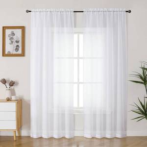 lot 12377 image: Gwine White Sheer Curtains 84 Inches Long 2 Panels Set for Living Room, Rod Pocket Voile Lightweight Bedroom Curtains, Light Filtering Solid Window Sheer Panels, Each 42 Wx84 L - Retail $8