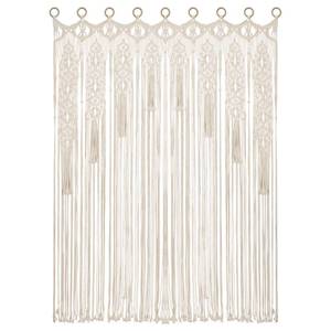 lot 12391 image: Osunnus Boho Large Macrame Curtain Wide Room Divider Doorway Curtain 79 x 47 Inches Macrame Window Wall Hanging for Bohemian Home Decor Wedding Backdrop, Meteor Garden - 1 Panel XL - Retail $45