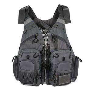 lot 12392 image: JKSPORTS Fly Fishing Vest Fishing Safety Life Jacket for Swimming Sailing Boating Kayak Floating Multifunction Breathable Backpack for Men and Women Kayak Vest Swim Vest (Deep Gray,with Foam) - Retail $37