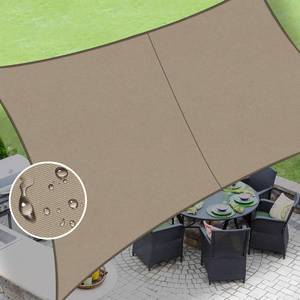 lot 12405 image: LOVE STORY Waterproof 10x10 Rectangle Taupe Sun Shade Sail Cannoy UV Resistant for Outdoor Patio Garden Backyard (We Make Custom Size) - Retail $43
