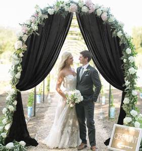 lot 12406 image: MODFUNS Chiffon Black Curtains - 10FT Sheer Backdrop Curtains, 2 Panels, 29x120 Inches, Chiffon Fabric Drapes for Ceiling, Arch, Wedding, Ceremony, Stage, Arbor - Retail $20