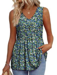 lot 12410 image: Peplum Tops for Women Plus Size Summer Outfits Sleeveless Babydoll Tank Top School Outfits for Teachers Boho Tops for Women Going Out Top 2XL - Retail $10