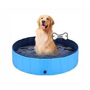 lot 15121 image: Dog Pool Foldable pet Pool Dog Swimming Pool pet Swimming Pool PVC Non-Slip for All Kinds of Pets (32x8in) - Retail $14