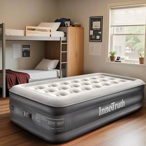 lot 15143 image: InnoTruth Twin Air Mattress with Built in Pump, Inflatable Blow up Mattress, 18 Raised Colchones Inflables Air Bed, Back to School Supplies, Ideal for Home and Outdoor Camping, 300lb Weight Capacity - Retail $66