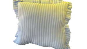 lot 15147 image: Vintage White Ruffled Striped Decorative Pillow