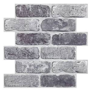 lot 15169 image: COMSTICKC 3D Gray Brick Wall Panel, Peel and Stick Brick Wall Tiles, 10 Pcs of 12X12, Small Size Thin PVC Faux Brick Self Adhesive Fake Brick Paneling Brick Backsplash - Retail $28