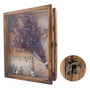lot 15172 image: Hodeframe Shadow Box Frame 11x14, Wood Display Boxes with Linen Back - Large Shadow Box with Paulownia Wood and Real Glass Cover for Wall or Tabletop Display - Retail $31