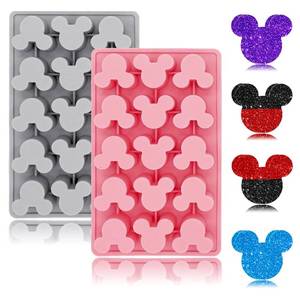 lot 16338 image: 2 Pack Mouse Molds Silicone, 15 Cavity Cartoon Mouse Gummy Molds, Mouse Head Chocolate Molds Silicone Tray DIY Baking Tool for Chocolate Candy Mousse Pastry Handmade Soap Cupcake Topper - Retail $10