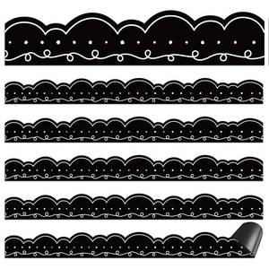 lot 16343 image: Qeeenar 24 Pcs Magnetic Borders for Classroom Whiteboard Magnetic Strips Bulletin Board Borders School Classroom Chalkboard Trim Decorations for School Teacher Decorations(Black) - Retail $15