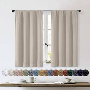 lot 16353 image: OWENIE Sally Stone Short Blackout Curtains for Bedroom Living Room 45 Inch Length 2 Panels Set, Solid Energy Saving Insulated Bathroom Window Treatment Curtains Blackout Drapes, W40 x L45, Stone - Retail $17
