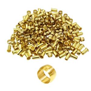 lot 16357 image: Beduan Brass Compression Fitting, Compression Sleeve Fitting Sleeve Ferrules 38 Tube OD (Pack of 40) - Retail $9