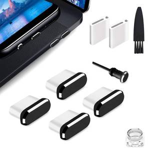 lot 16358 image: Fanoshon USB C Dust Plug, Type C Dust Cover Charging Port Cap 4 PCS with Cleaning Brush Black, Compatible with iPhone 16 15 Pro Max Plus Samsung S25 S24 Ultra, Anti Lost Phone Accessory Dirt Protector - Retail $5